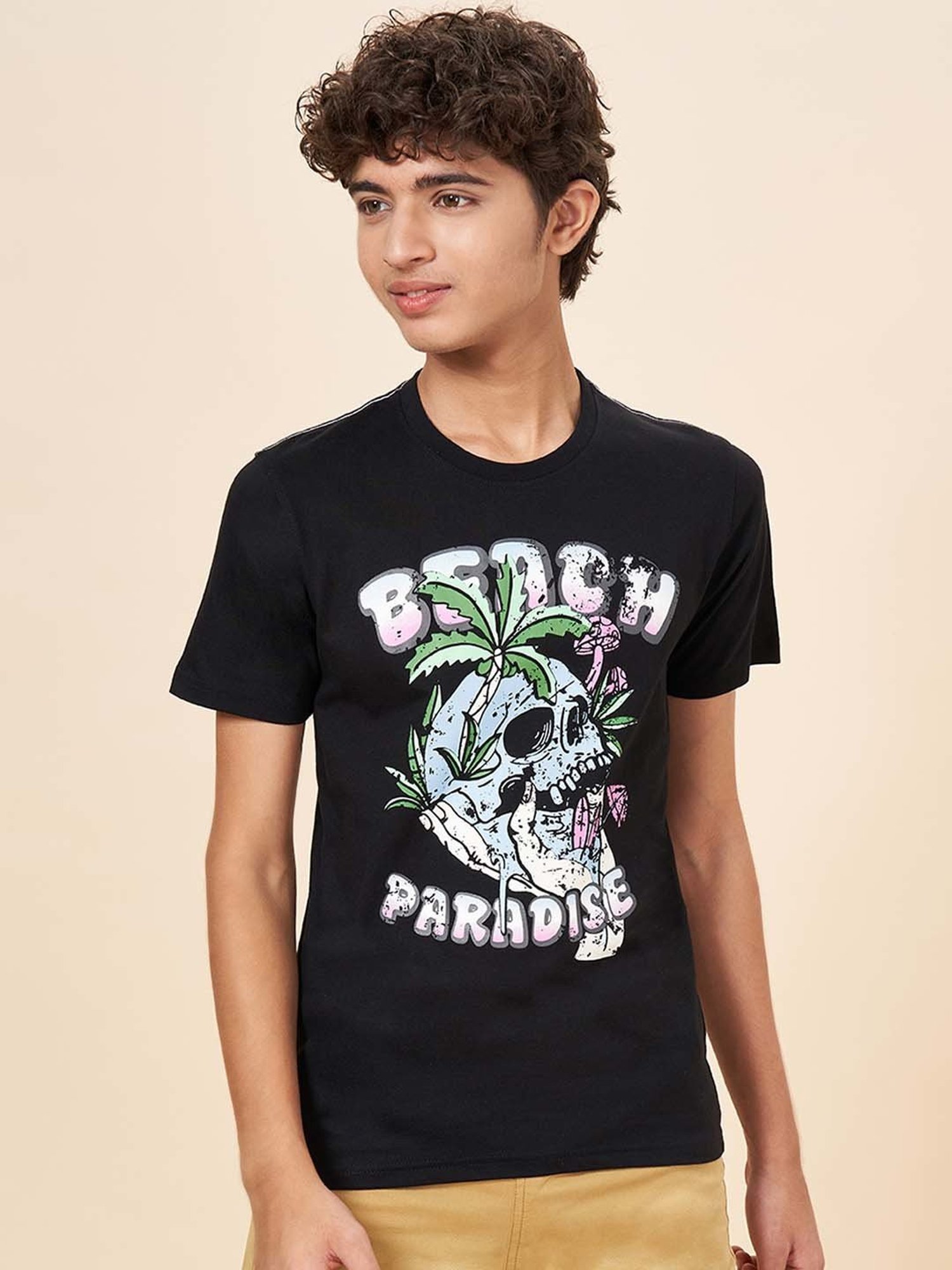 Coolsters by Pantaloons Kids Jet Black Cotton Printed T-Shirt