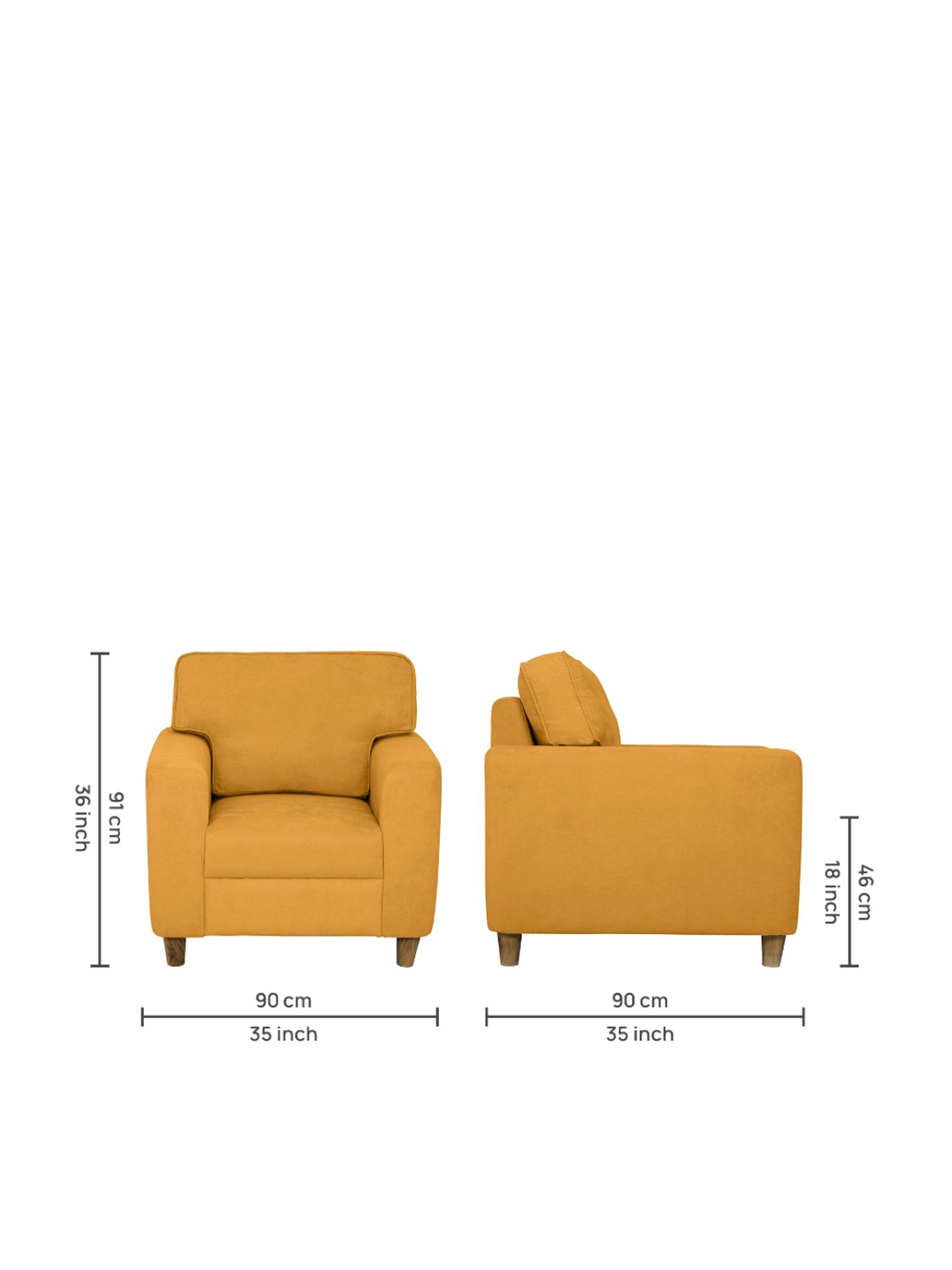 Duroflex Utopia Yellow Wood 1 Seater Sofa