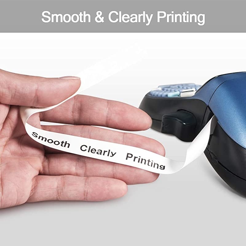 Compatible Label Tape 4 Pack Replace Dymo LetraTag Refills 91201 91221 59422 S0721610 Plastic Tape Black on White for Dymo Label Makers LetraTag Plus LT100H LT100T QX50 12 Inch x 13 Feet