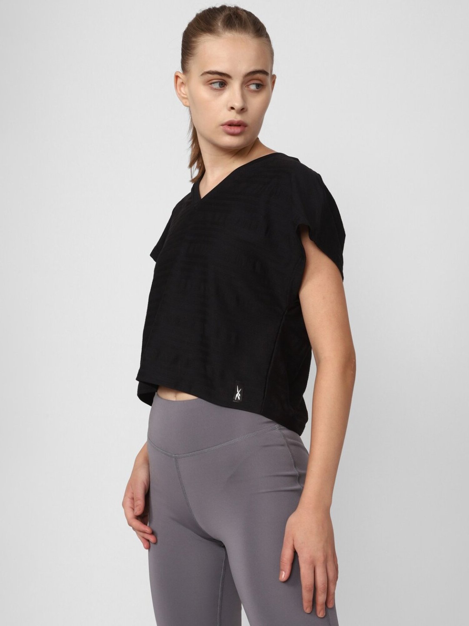 Reebok Black Self Pattern T-Shirt