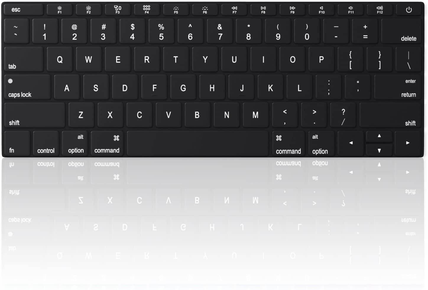 Kuzy - Solid Black Keyboard Cover for MacBook Pro 13 inch A1708 (No TouchBar) Release 2016 & MacBook 12" A1534 Newest Silicone Skin - Solid Black