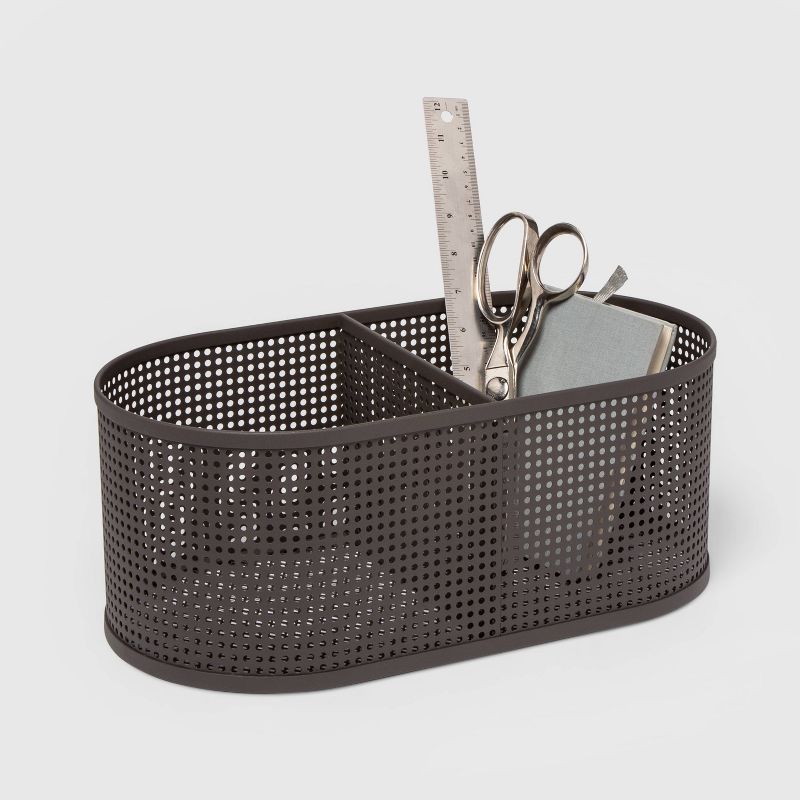 Oval Metal Bin Divider With Powder Coated Finish And Mesh Bottom Dark Gray - Project 62™