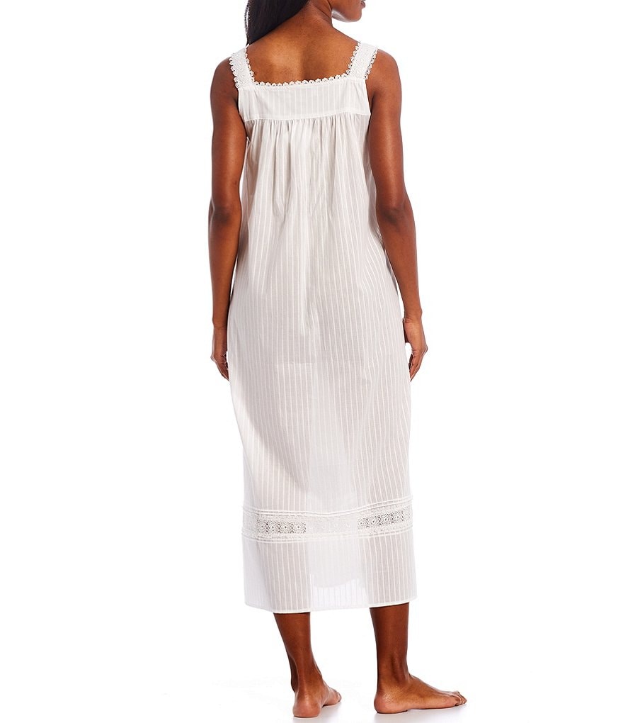 Eileen West Dobby Striped Textured Woven Round Neck Ballet Nightgown