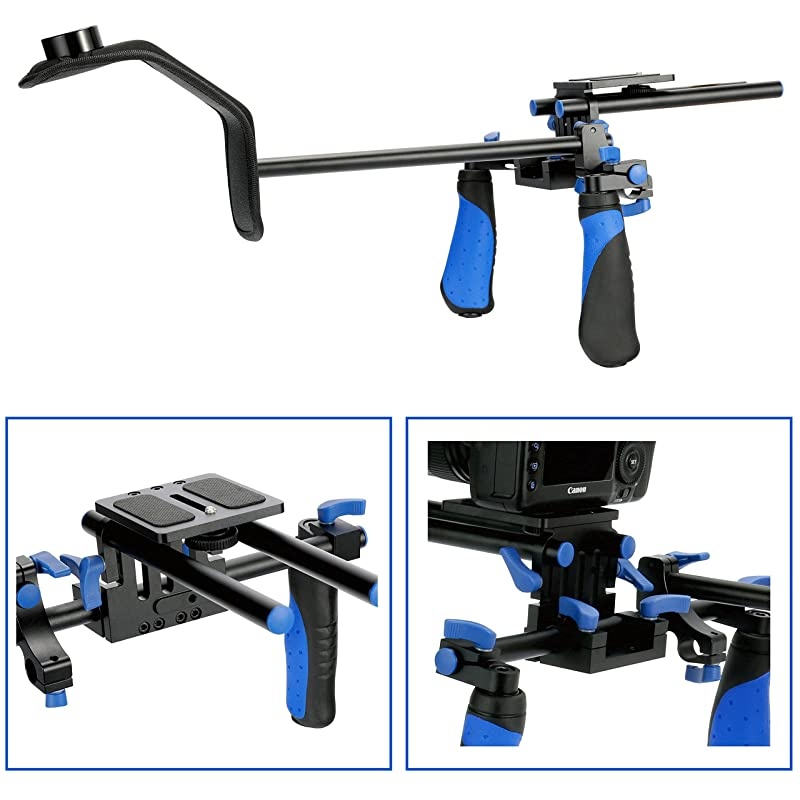 DSLR Rig Movie Kit Shoulder Mount Rig with Follow Focus and Matte Box for All DSLR Cameras and Video Camcorders
