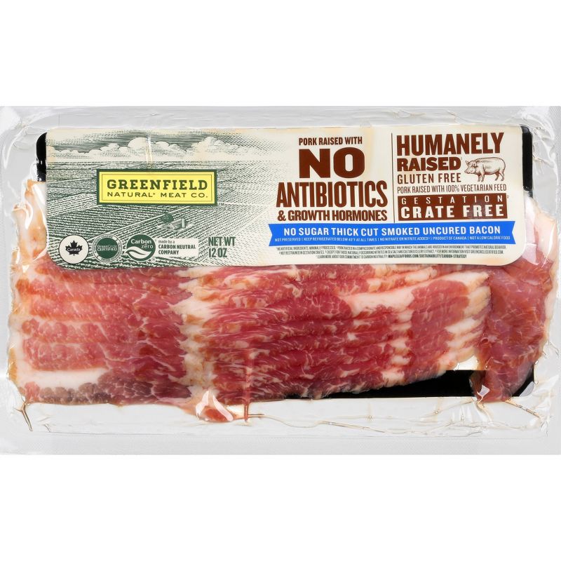 Greenfield Natural Meat Co. Antibiotic Free Sugar Free Smoked Uncured Bacon - 12oz
