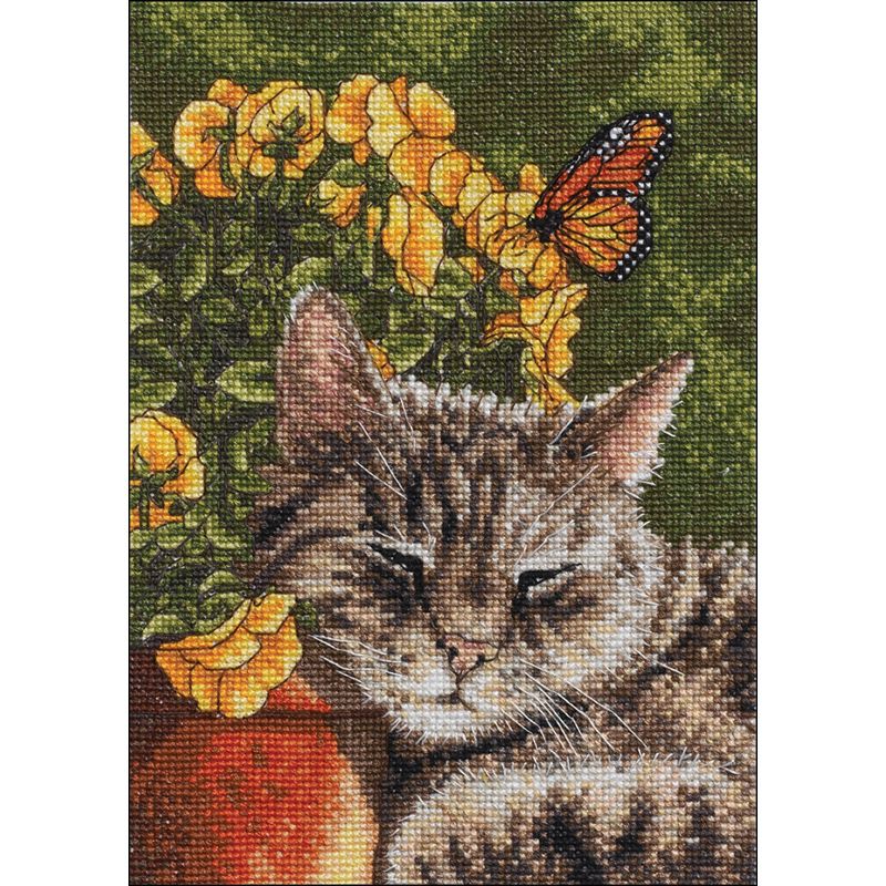 Bucilla Mini Counted Cross Stitch Kit 5"X7"-Afternoon Nap (14 Count)