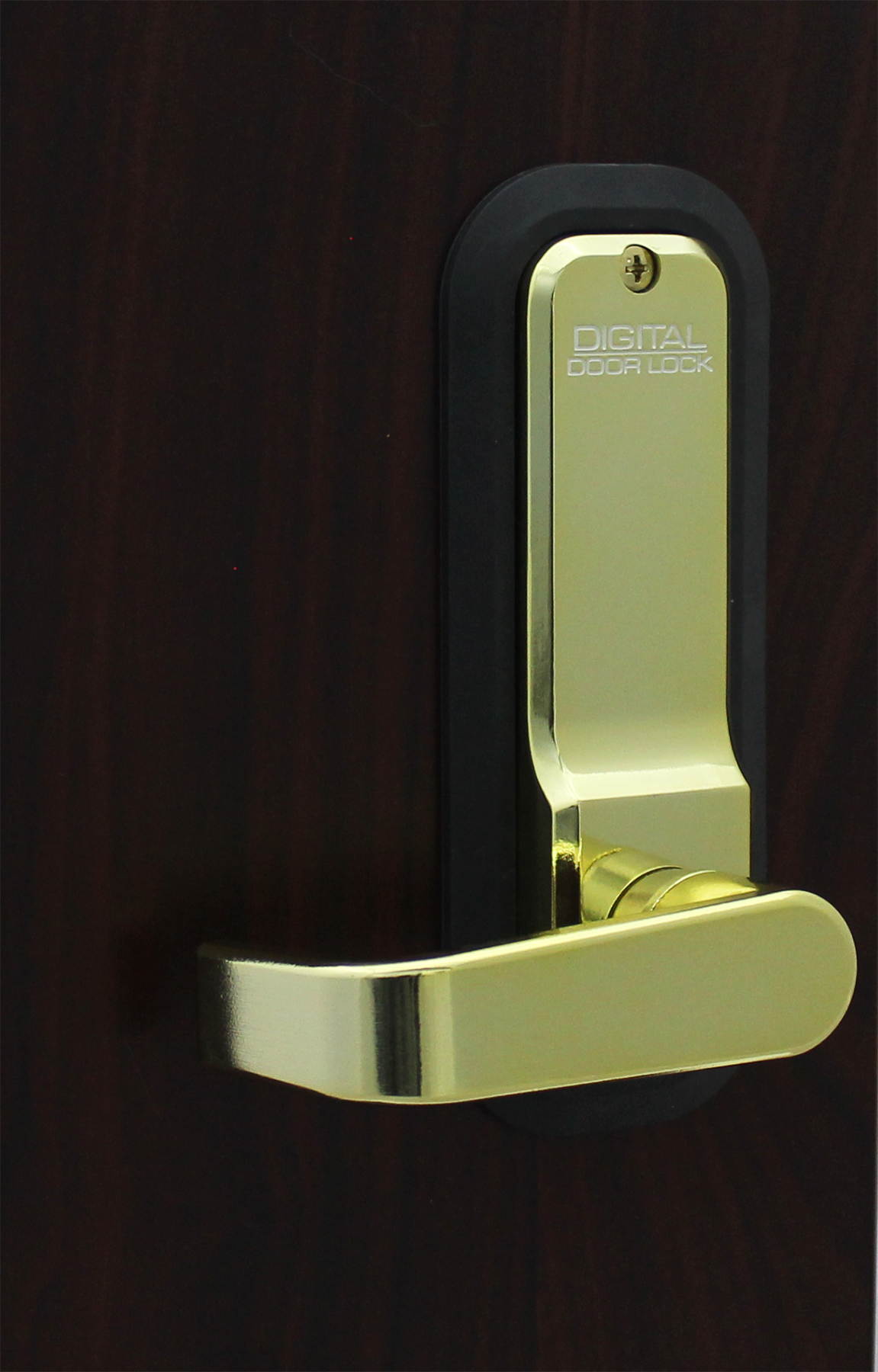 LockeyUSA Digital Door Lock 2835 Lever Handle, Bright Brass