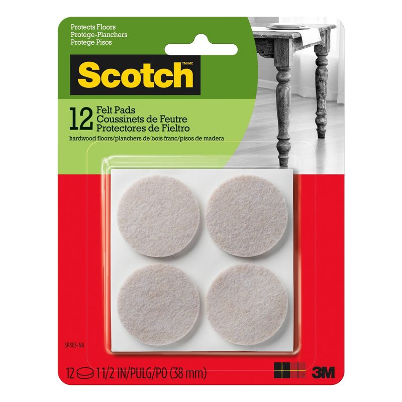 Scotch 1.5" 12pk Felt Pads Beige