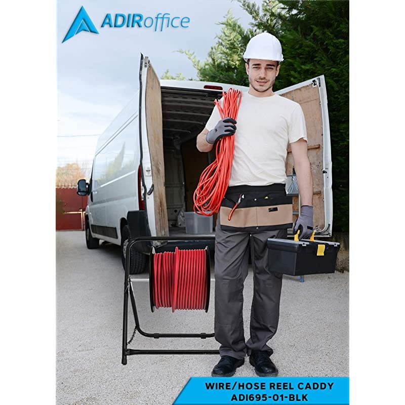 Durable Single Axle Cable Caddy Commercial Industrial Grade Steel Wire Dispenser Compact Design Holds Cable Reels Up to 20quot Diameter and 100 lb Capacity Black