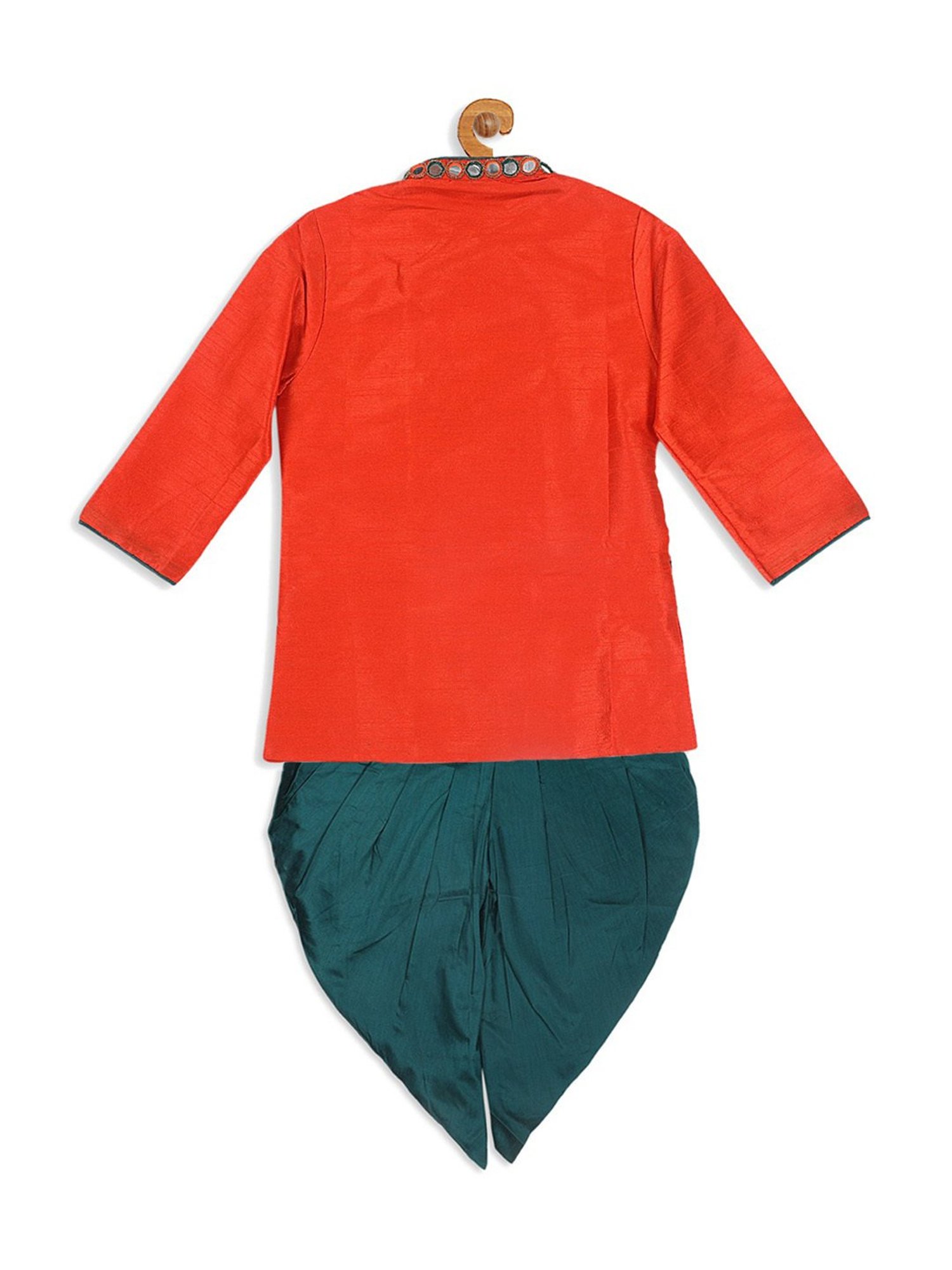 VASTRAMAY SISHU Orange & Teal Blue Embroidered Kurta Set