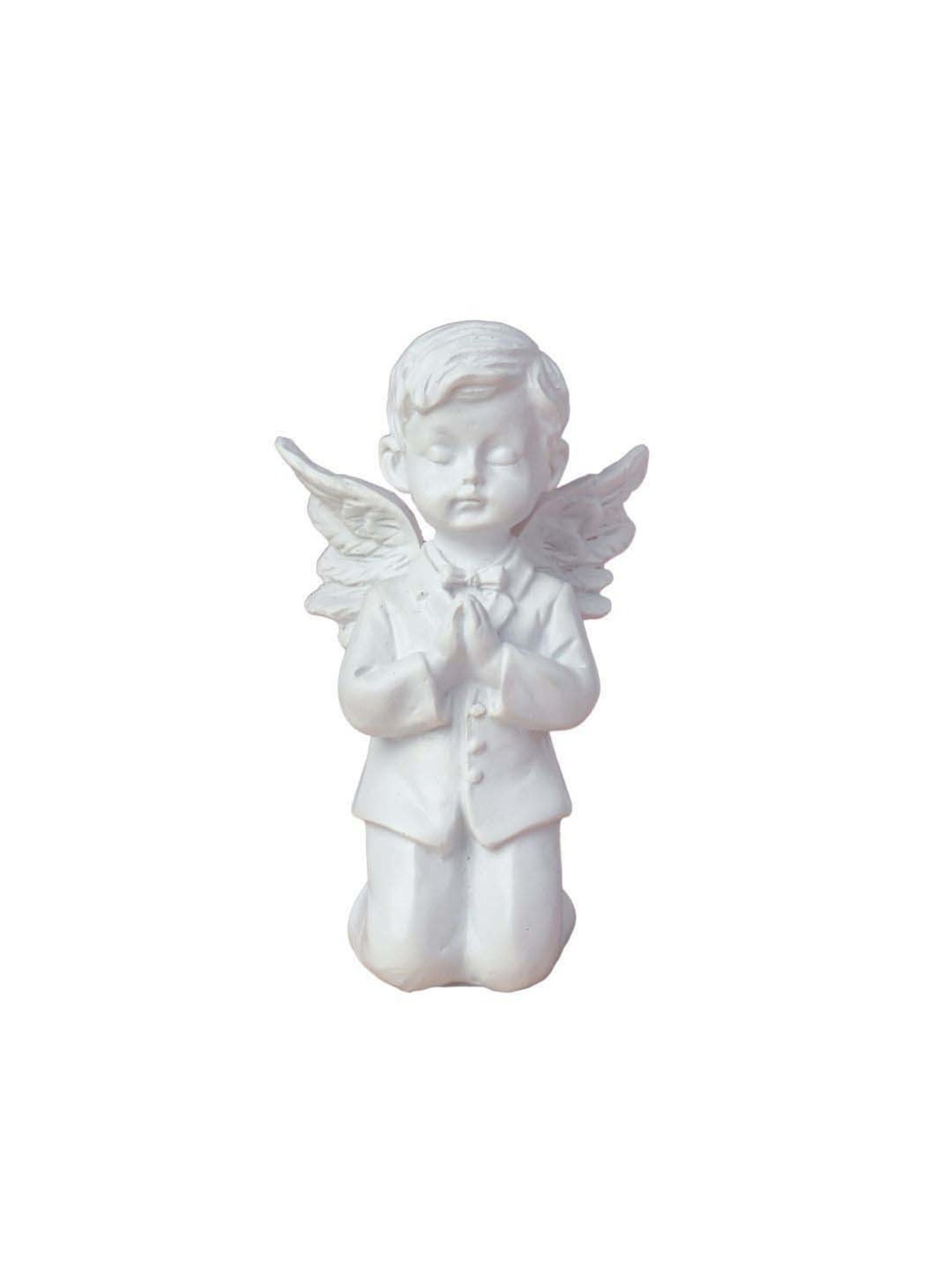 Nestasia White Praying boy on both knees Angel Statue with Wings for Home Decoration (4.92 Inch)