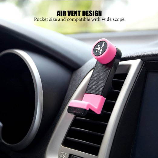 LENTION Air Vent Phone Holder, Mobile Clip Stand Car Mount for 3.5 Inch - 6 Inch iPhone, iPod, Smart Phone, PSP, GPS - Red