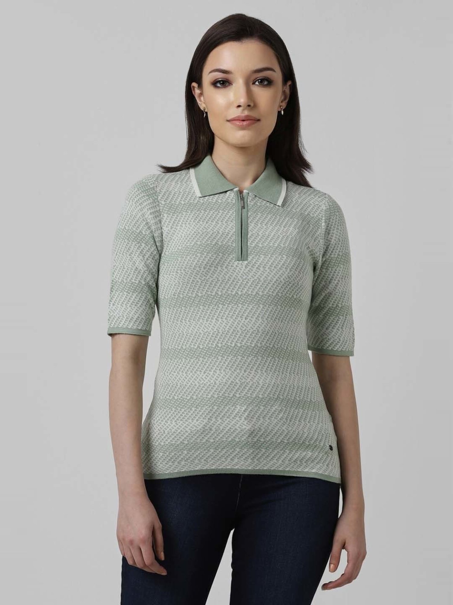 Van Heusen Green Self Pattern Top