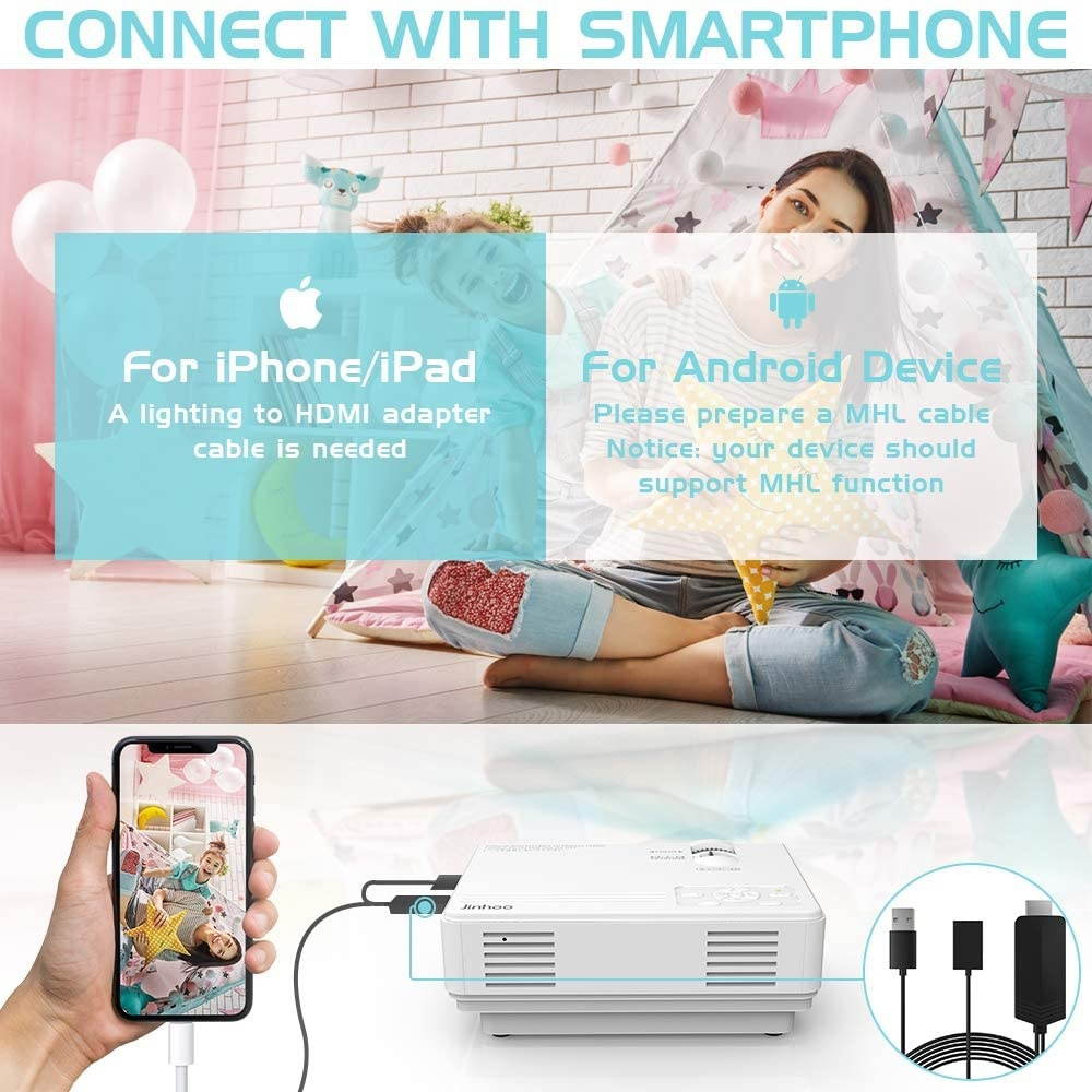 Full HD 1080P LED Smart Home Theater Projector 7000Lumen 3D Video HDMI Dustproof