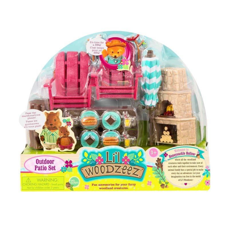 Li'l Woodzeez Miniature Playset with Toy Furniture 23pc - Outdoor Patio Set