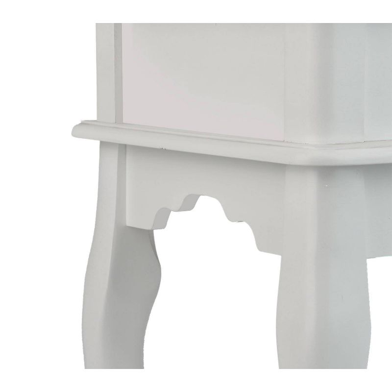 Wooden Vanity Set Featuring Stool And Mirror White - Benzara