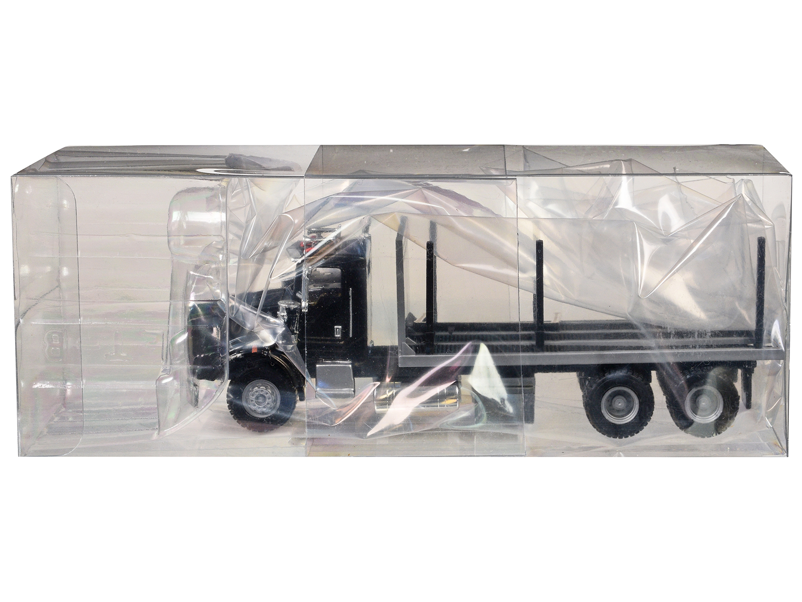 Kenworth T800 Stake Bed Truck Black 1/87 (HO) Plastic Model Car by Promotex