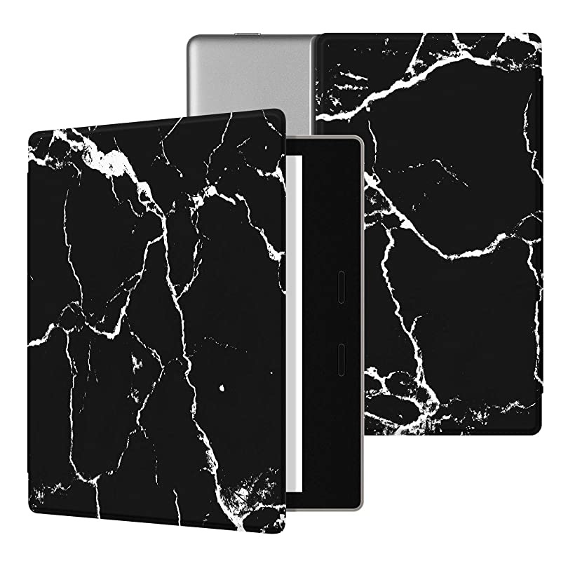 Colorful Case for All-New Kindle Oasis (10th Gen, 2019 Release & 9th Gen, 2017), Premium PU Leather Cover with Auto Wake/Sleep, Strong Adsorption for 7&rsquo;&rsquo;Kindle Oasis, Black-The Marble Pattern