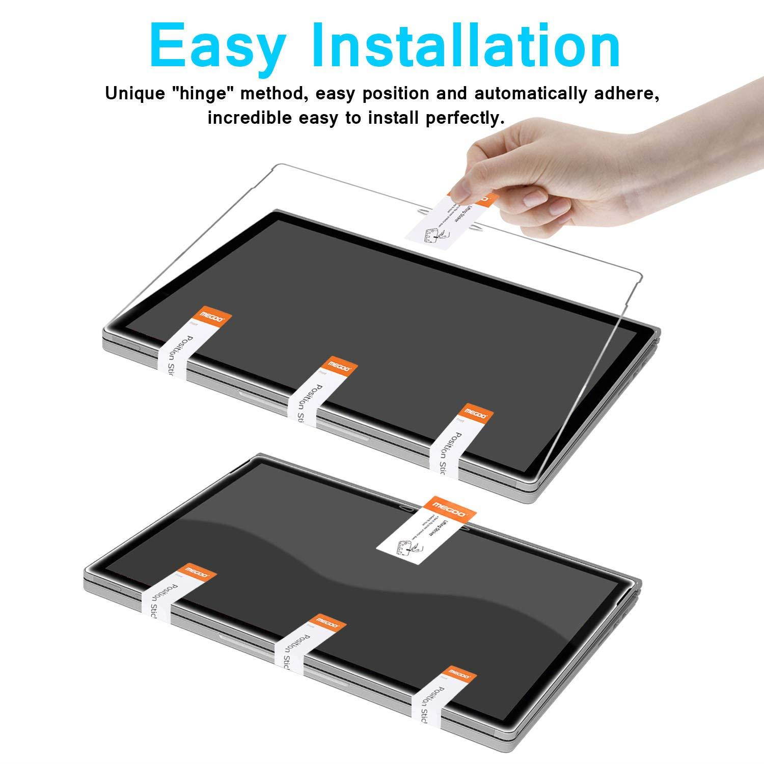 Microsoft Surface Book 2 (15 Inch), Screen Protector Megoo, [HD Tempered Glass ] Anti-Scratch Easy Installation Screen Shield Protector for Surface Book 2-15 Inch