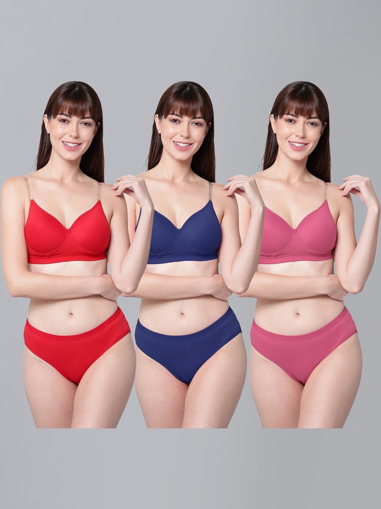 mod & shy Black Self Pattern Lingerie Set