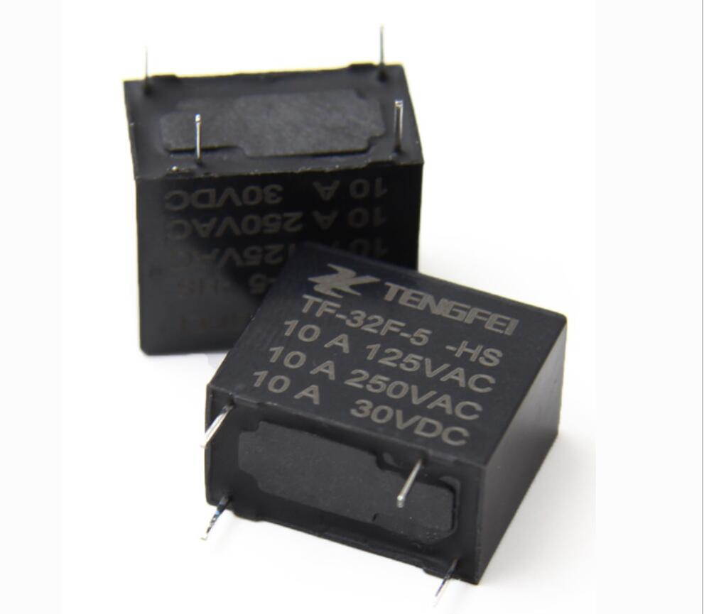 10 pcs normal open 4 pins DC5V 0.45w small electromagnetic relay TF-32F-5V-HS for 10A/125VAC 10A/250VAC 10A/30VDC contact load