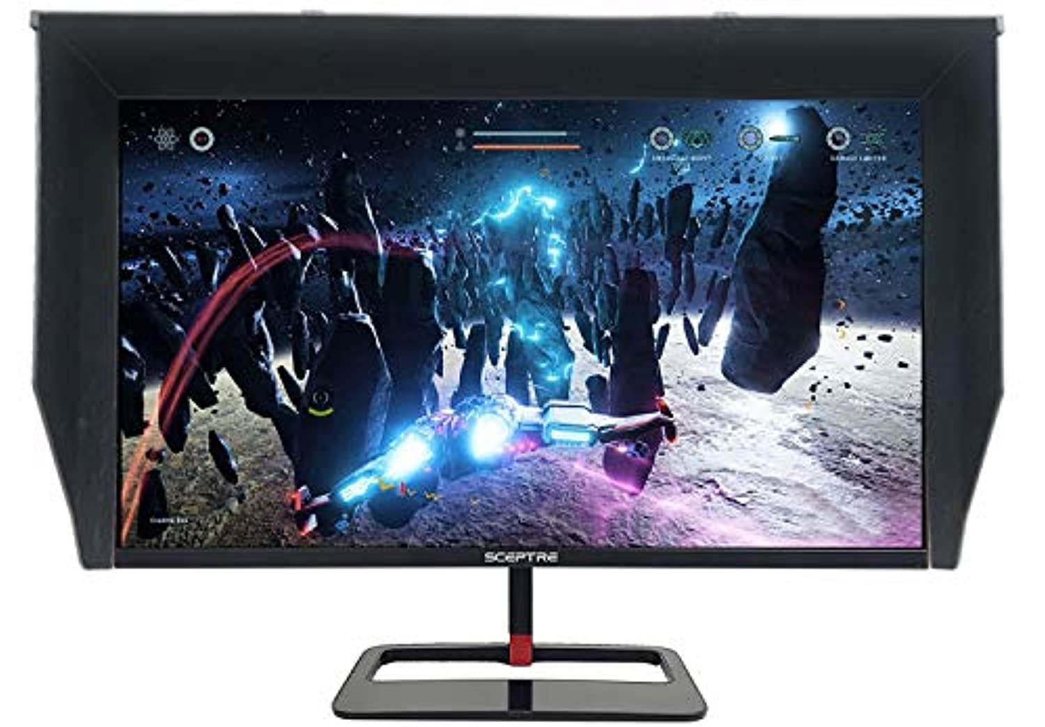 Sceptre IPS 27 inch QHD LED Monitor 2560x1440 HDR400 HDMI DisplayPort up to 144Hz 1ms Height Adjustable Gaming Blinders Included Build-in Speakers, Gunmetal Black 2021 (E275B-QPN168+) (E275B-QPN168+)
