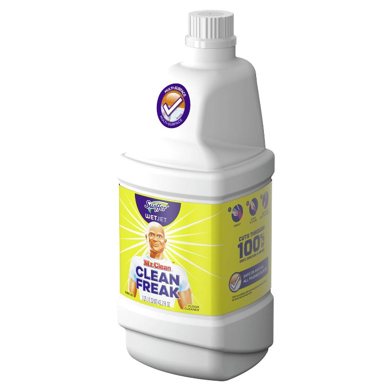 Swiffer WetJet Multi-Purpose and Hardwood Liquid Floor Cleaner Solution Refill with The Power of Mr. Clean - Lemon - 42.2 fl oz