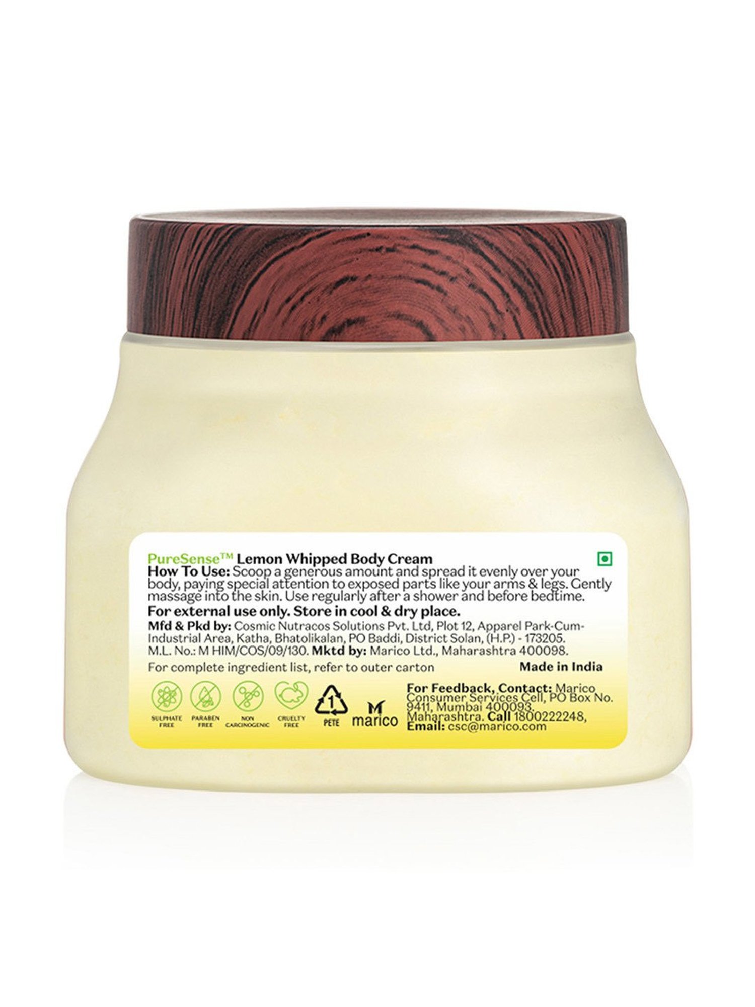 Pure Sense Lemon Whipped Body Cream with Green Tea & Pomegranate - 160 ml