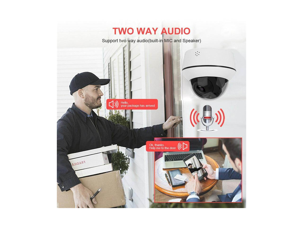 KIMPOK 2MP/5MP IP POE PTZ Camera Dome Security IP Camera Two-Way Audio Built-in Mic and Speaker 30m Onvif