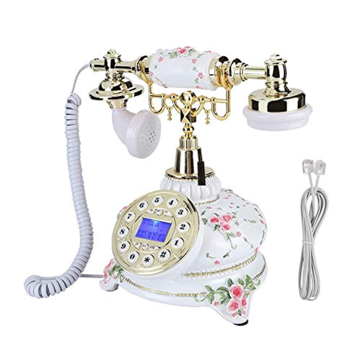 antique telephone, fixed digital vintage telephone classic european retro landline telephone with incoming call display & one-b