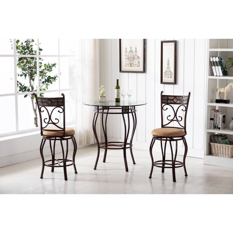 3pc Pub Dining Set Brown/Black - Boraam