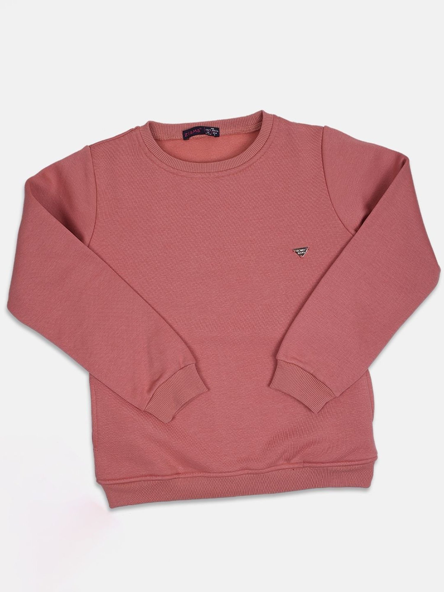 ZIAMA Kids Pink Regular Fit Full Sleeves Sweatshirt