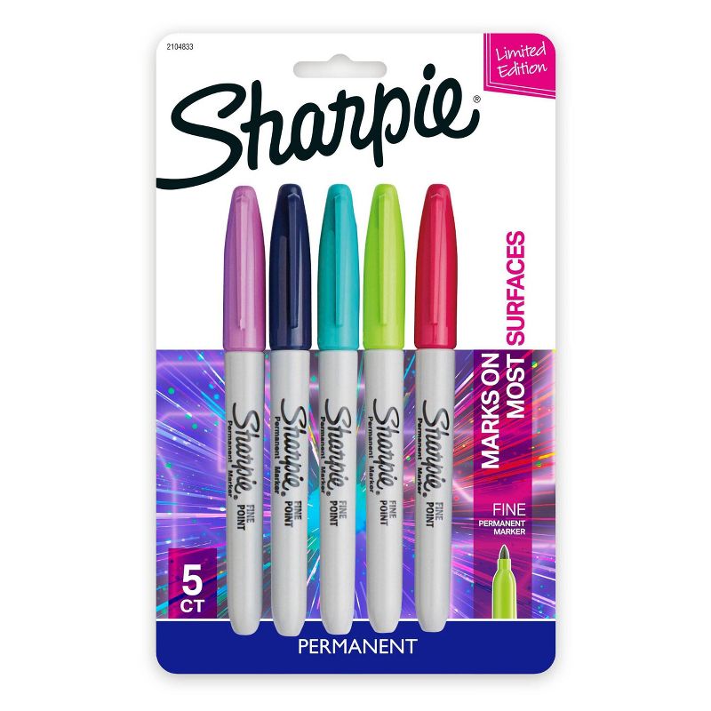 5pk Permanent Marker Fine Tip Multicolor - Sharpie