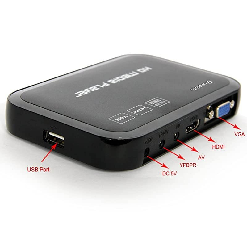 Portable HD for 1080P Resolution Multi Media Player 3 Outputs Hdmi Vga Av 2 Inputs Sd Card