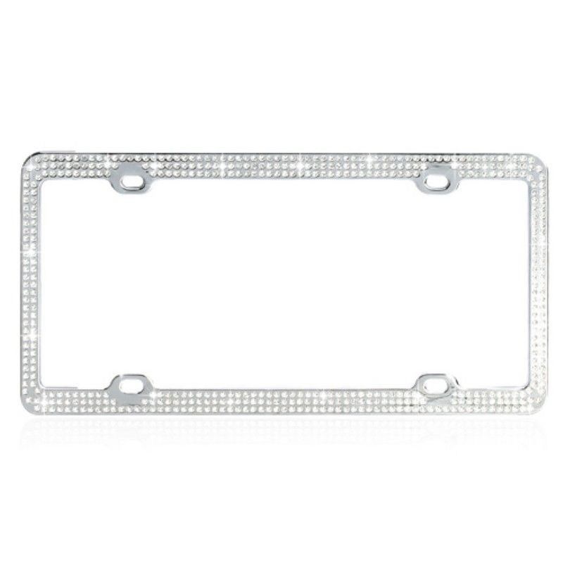 Valor Chrome Coating Metal With Triple Row White Crystals License Plate
