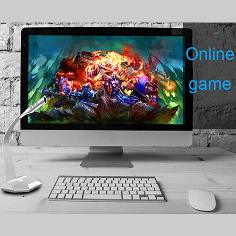 PC Gaming Microphone with Table Lamp 3.5mm Amplifier Desktop Microphone for Computer Smartphone