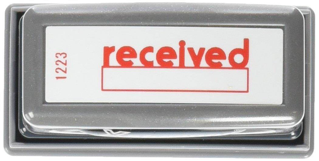 Xstamper 1223 Receved with Space for Initial or Date, Pre Inked Laser Engraved Rubber Stamp, Red Ink, Impression Size: 1/2" x 1-5/8"