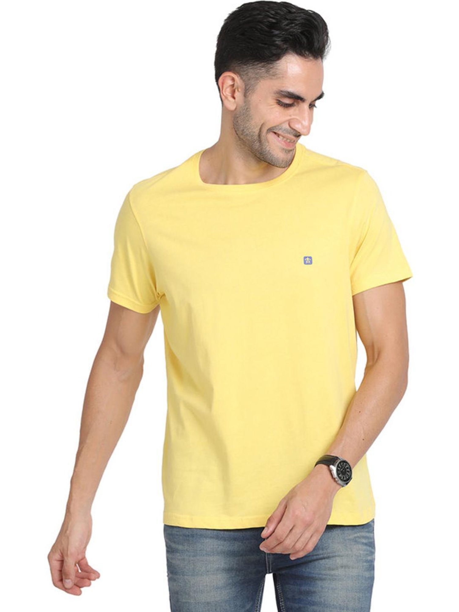 Turtle Yellow Cotton Slim Fit T-Shirt