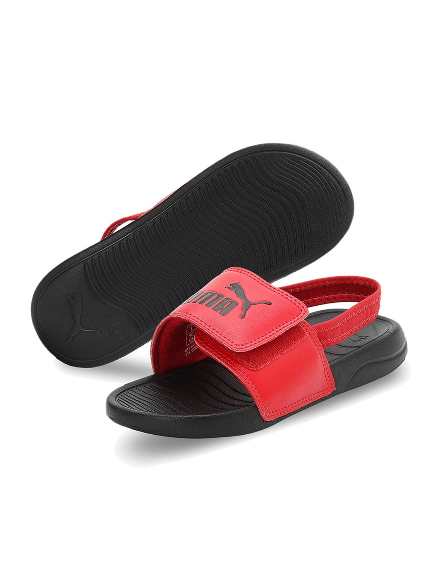 Puma Kids Popcat 20 Backstrap AC PS High Risk Red & Black Back Strap Sandals