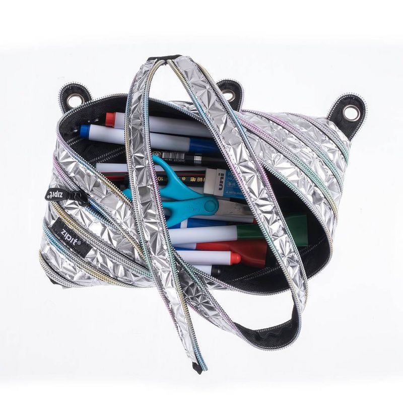 Continuous Zip Binder Pencil Case Silver/Black - ZIPIT