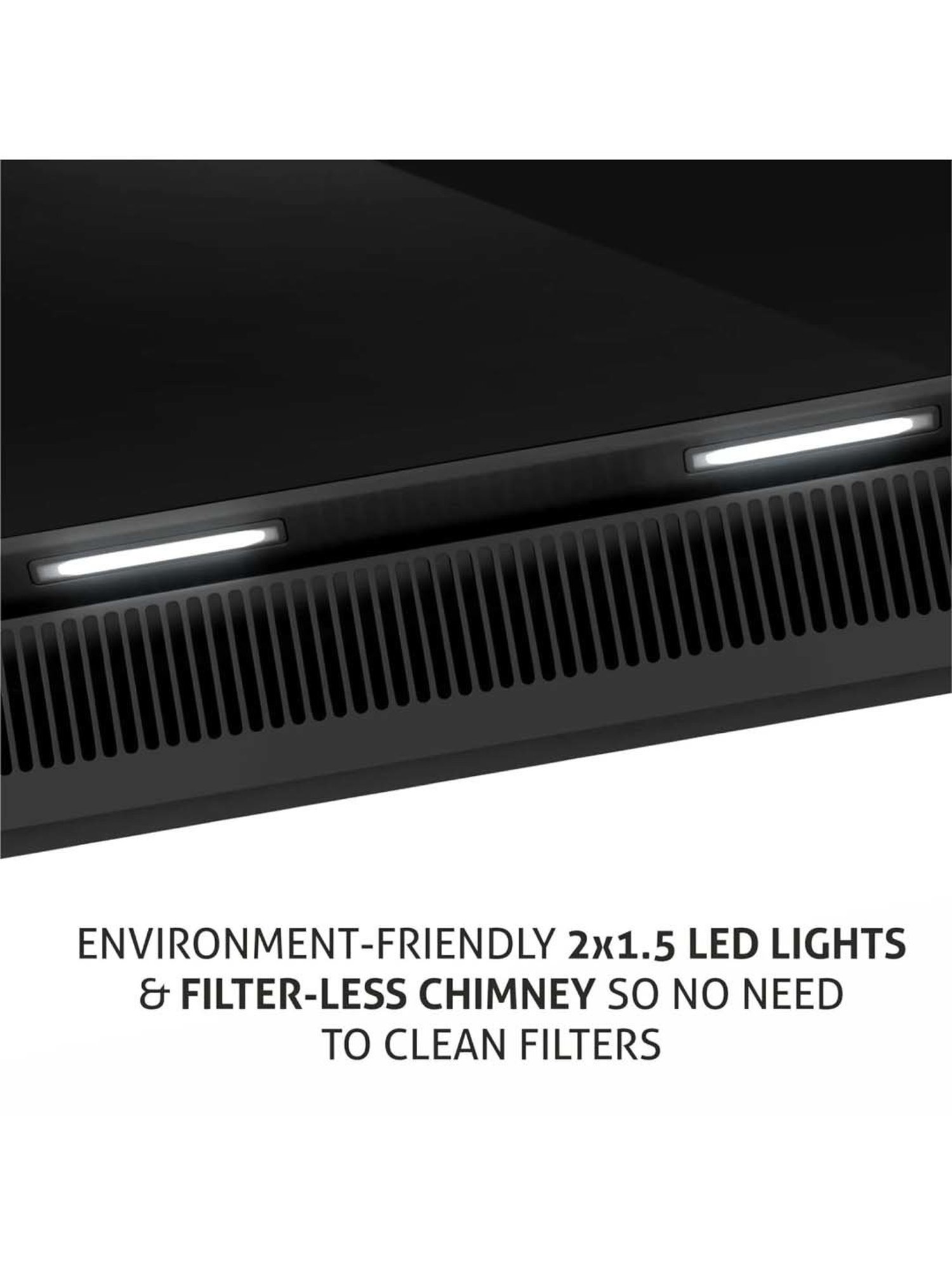 Glen CH6072SXAC90 1200CMH 90cm Wall Mounted Chimney (Black)