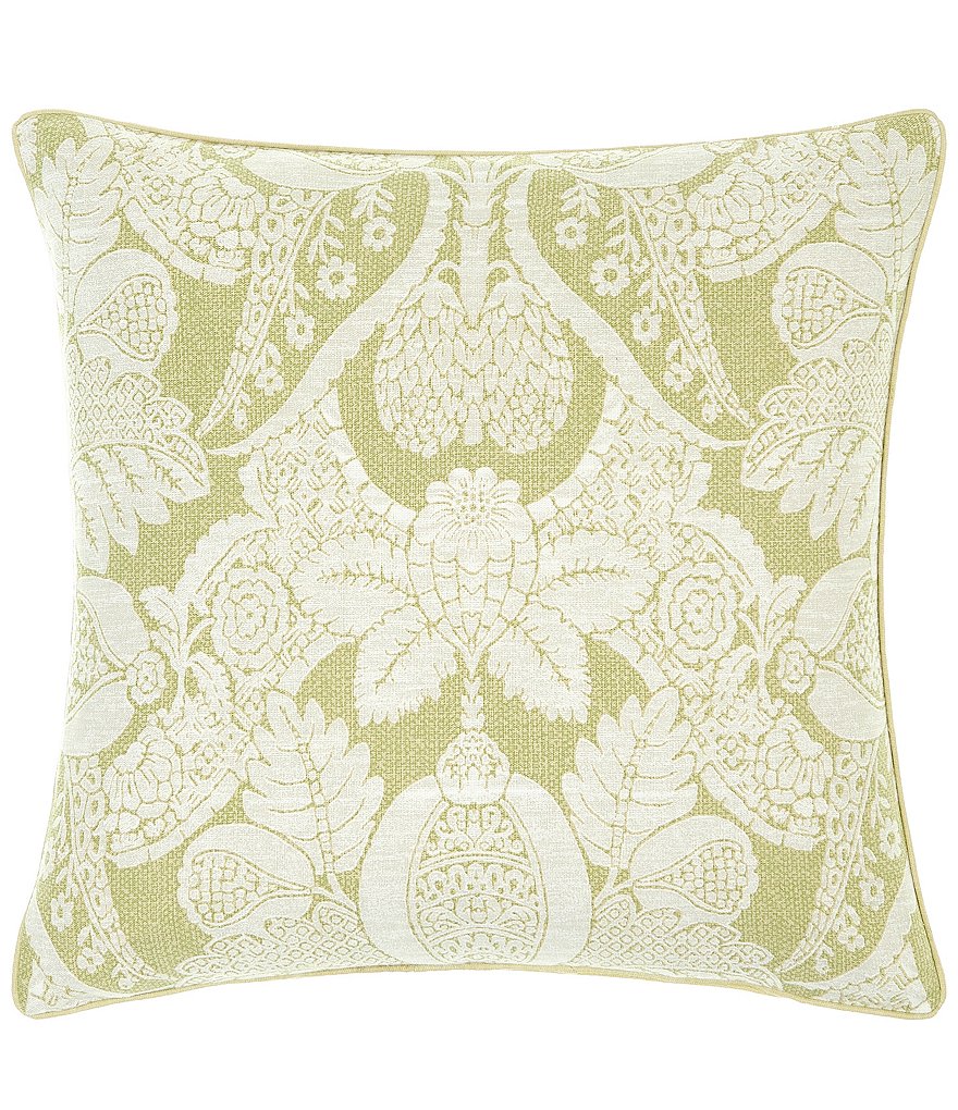 Rose Tree Wexford Green Damask Reversible Square Pillow