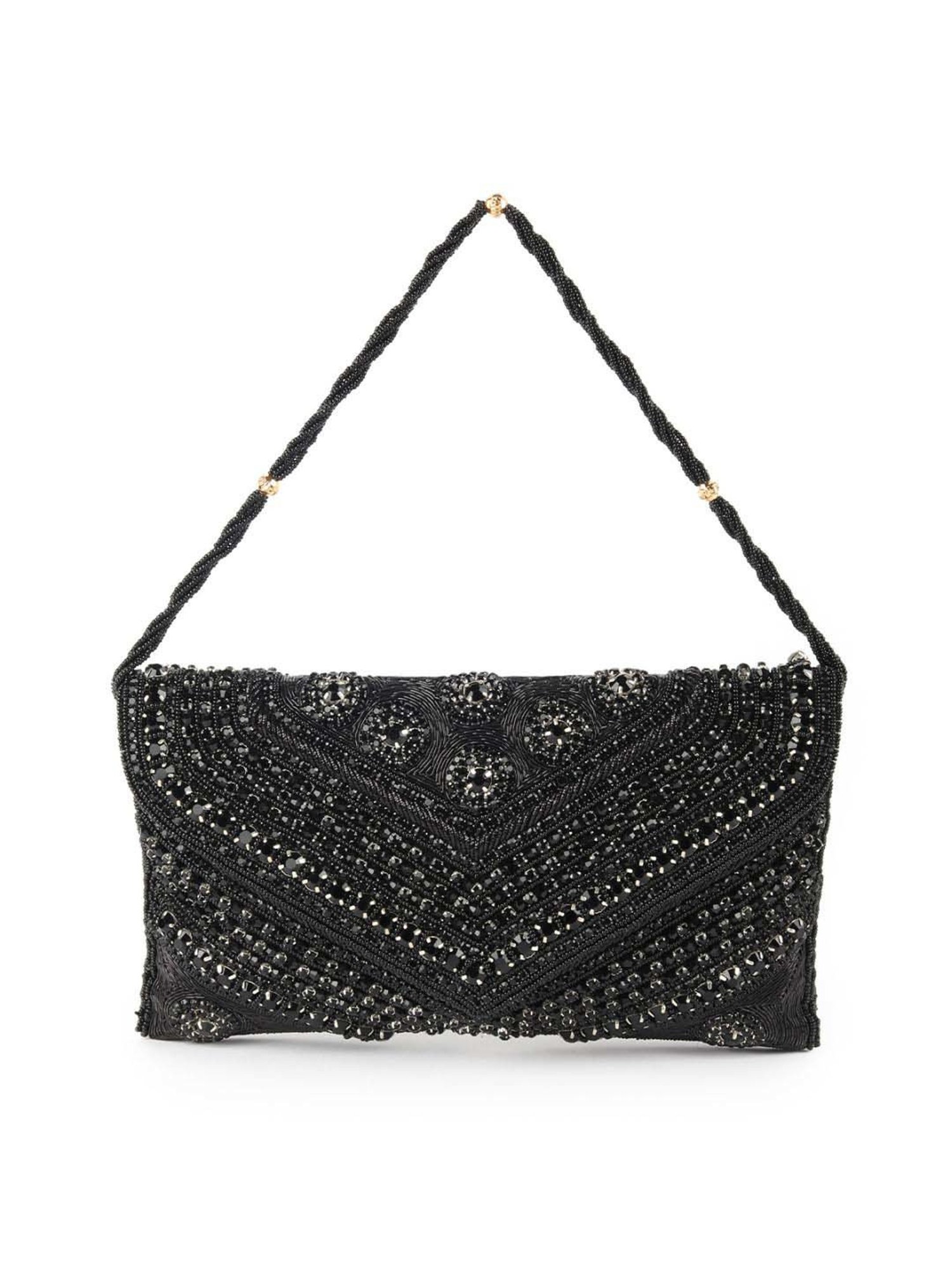 Odette Black Fabric Envelope Clutch
