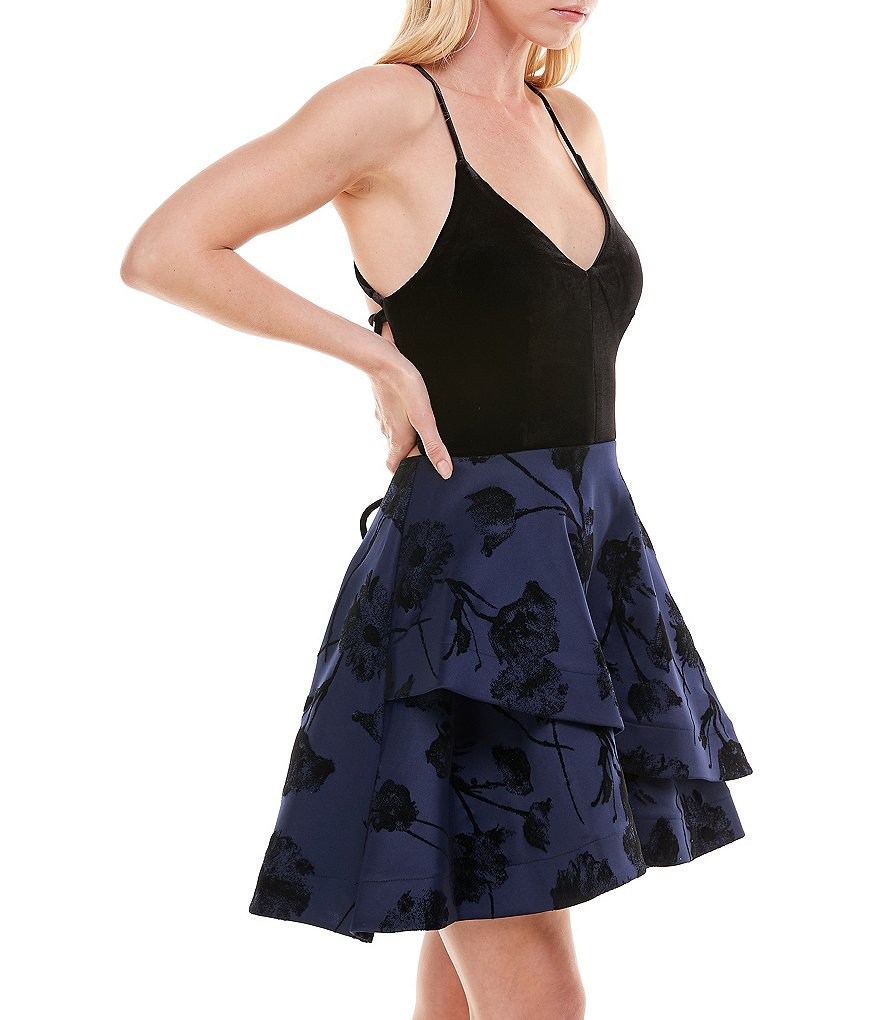 B. Darlin Sleeveless Satin Fit-And-Flare Dress