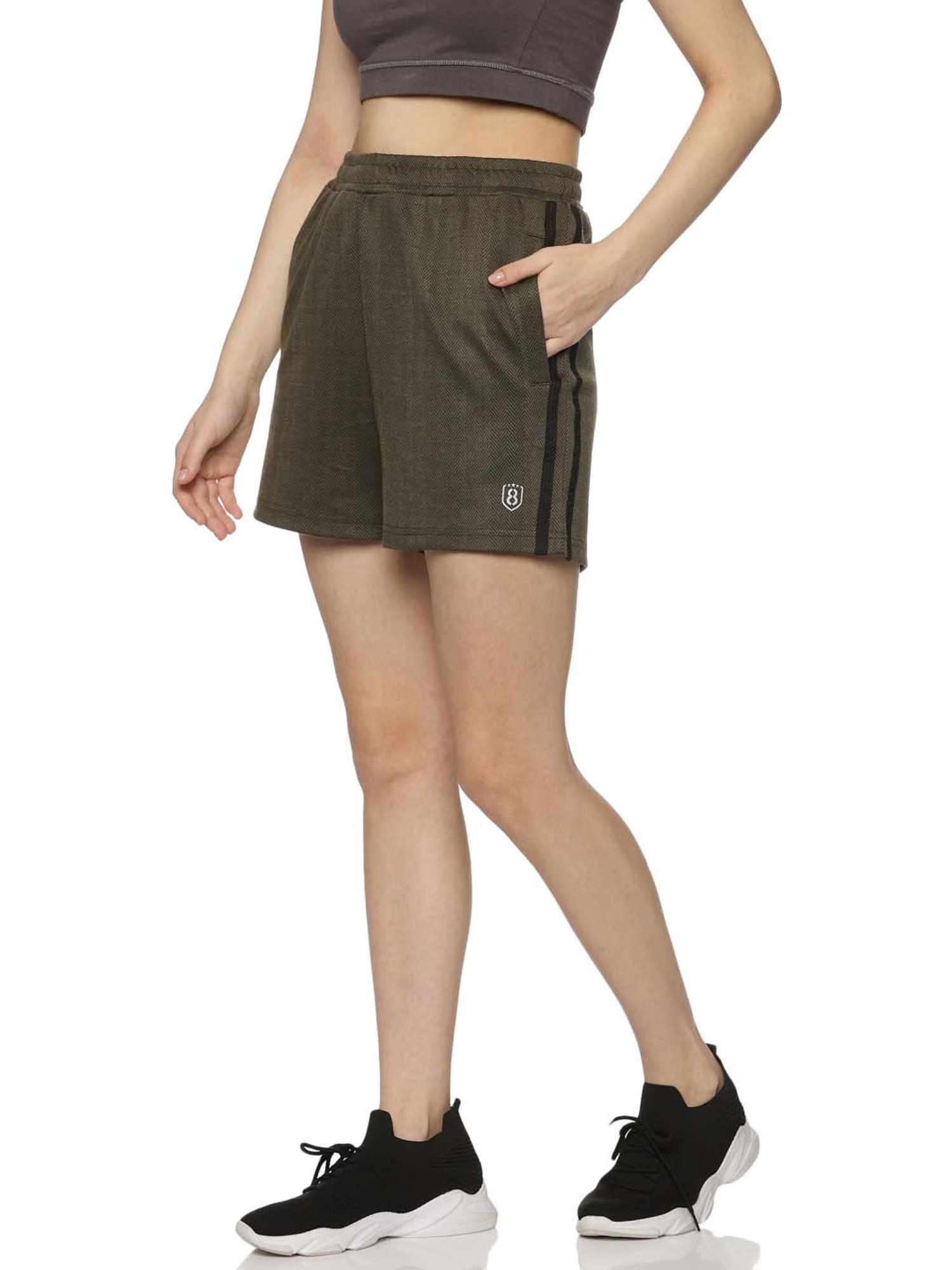 Domin8 Women Solid Training Elasticated Shorts