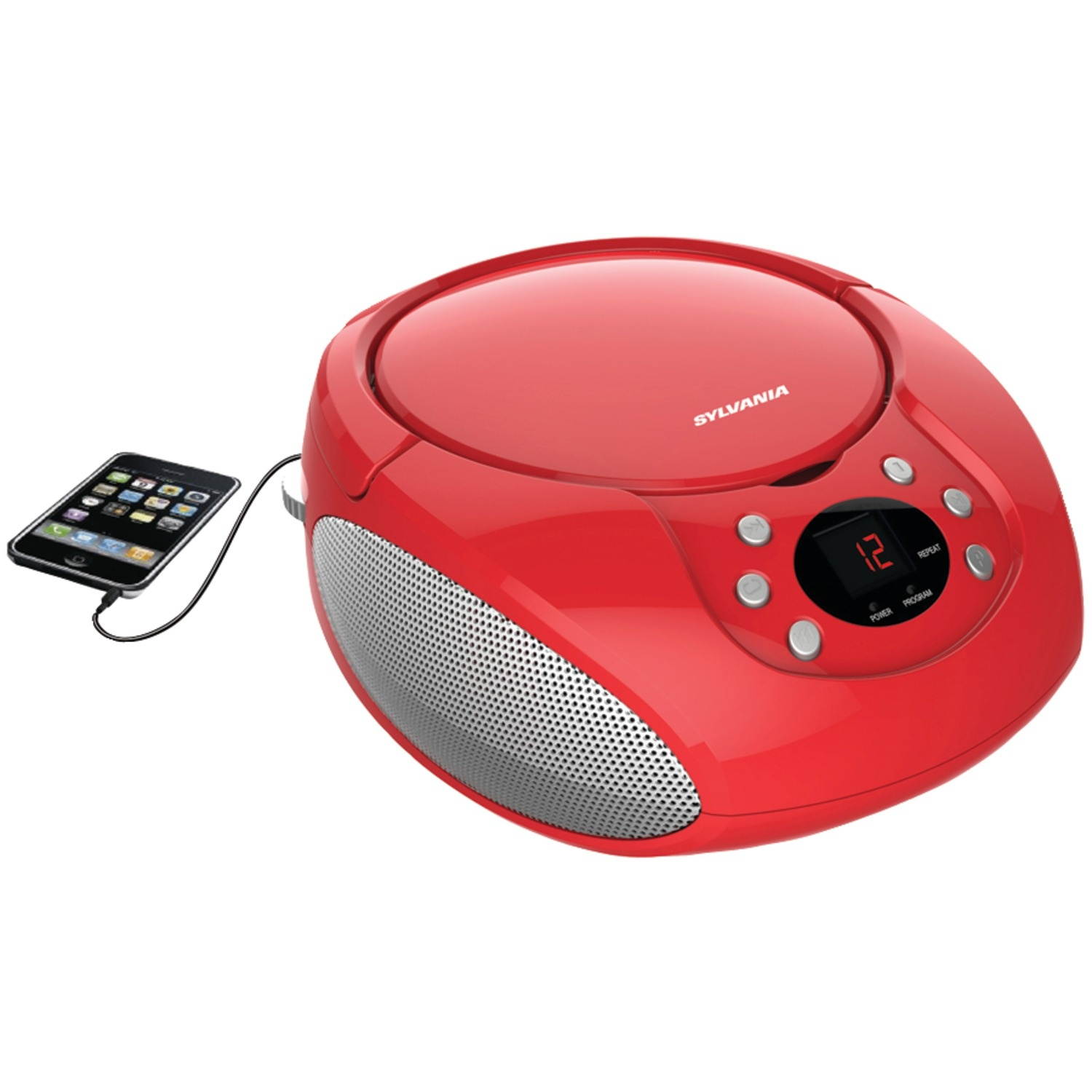 SYLVANIA(R) SRCD261-B-RED Portable CD Player with AM/FM Radio (Red)
