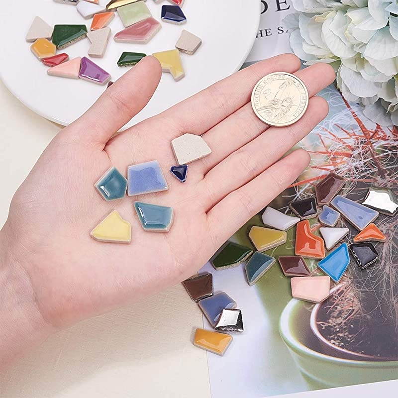 250g Ceramic Mosaic Tiles Pieces Chips Vases Picture Frames Flowerpots Mosaic Pieces for DIY Crafts Home Decoration Arts