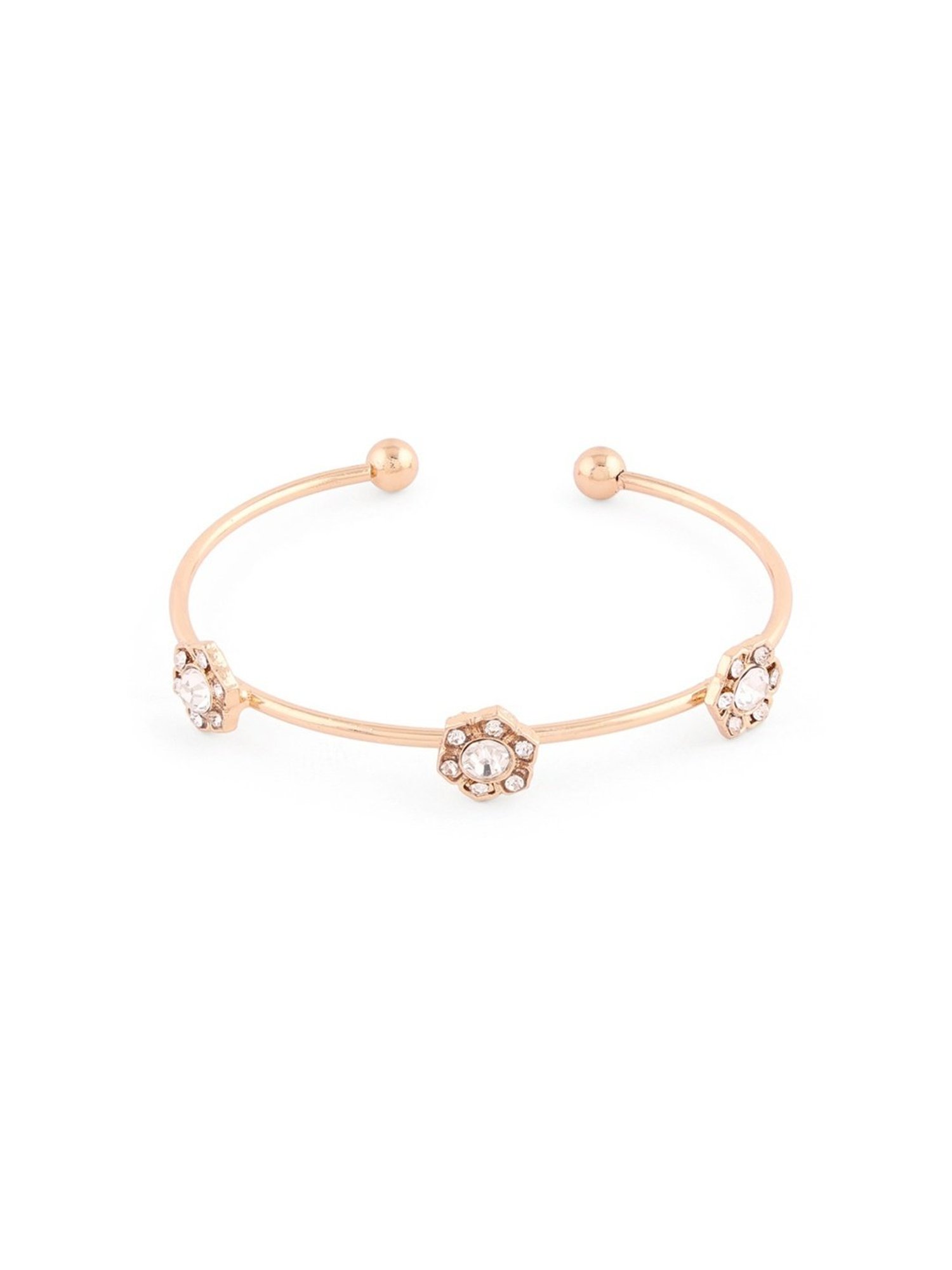 Zaveri Pearls Set of 3 Gold Tone Dazzling Diamonds & Teardrop Pearl Stack Bracelets-ZPFK14631