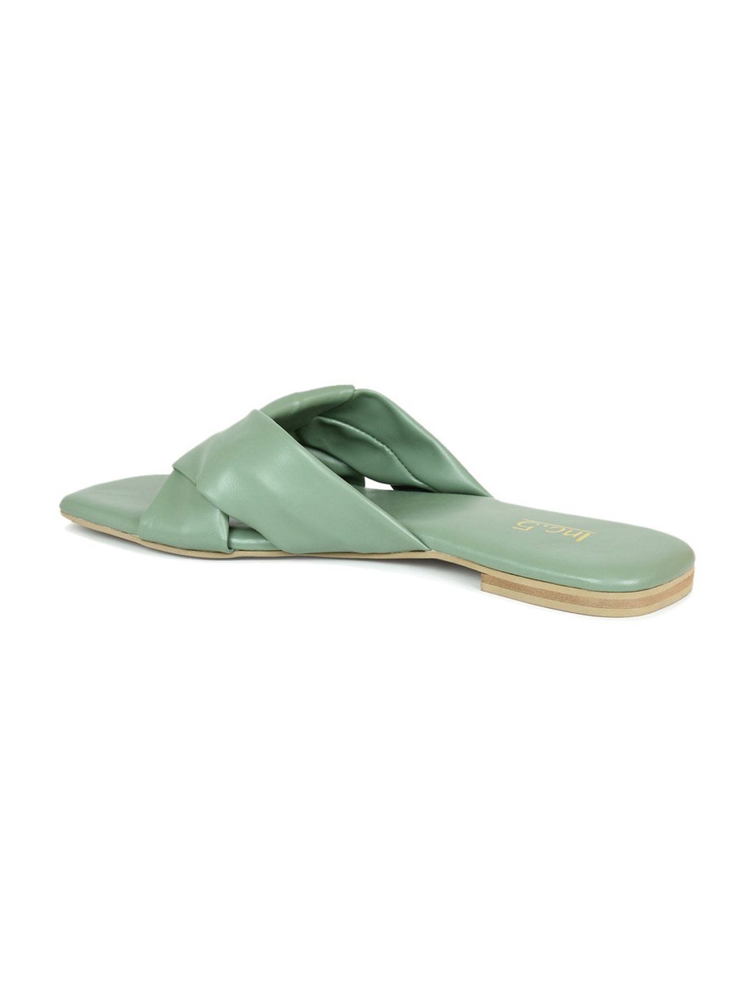 Inc.5 Women's Green Cross Strap Sandals
