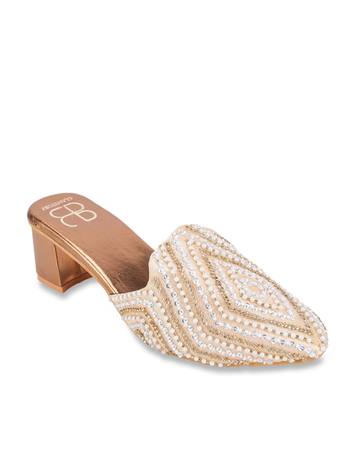 Glam Story Women's Masakali Cream Mule Shoes
